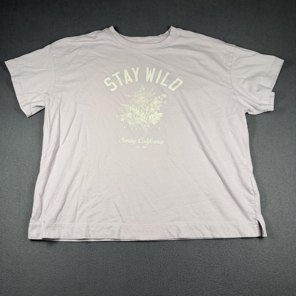 Old Navy Shirt Womens Large Purple Stay Wild Sunny California Graphic Tee Top